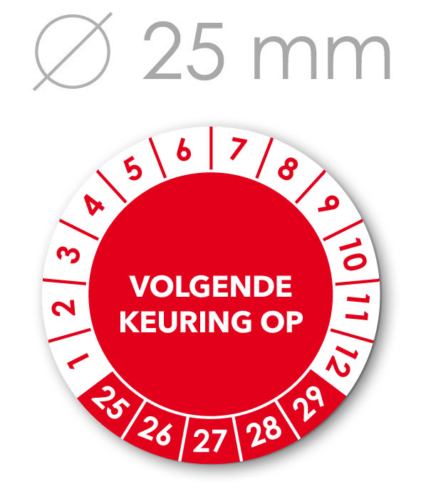 Volgende Keuring tot 5 jaargangen 25 mm ROOD